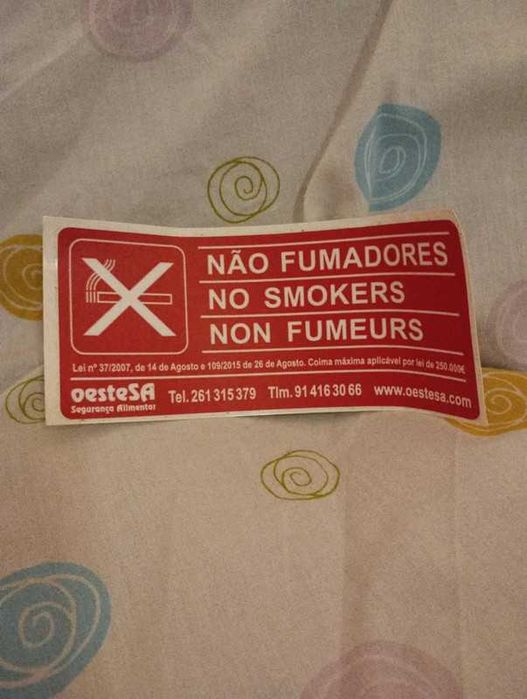 Autocolante não fumadores