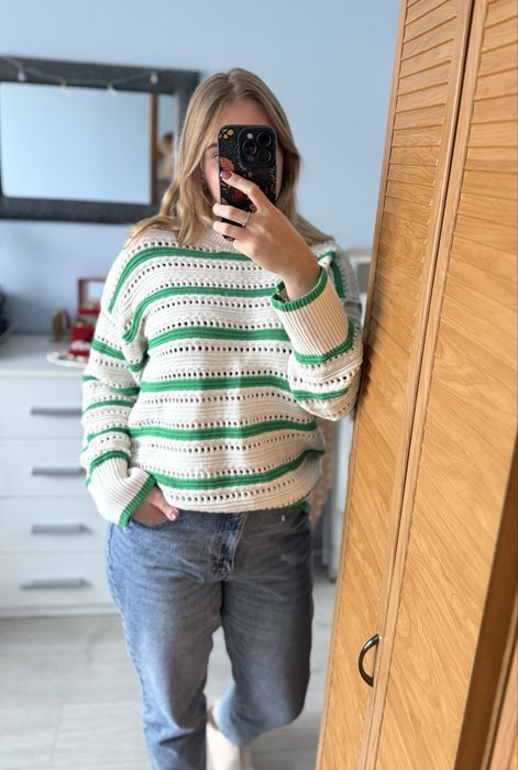 Sweter ażurowy 100% bawełny Nutmeg