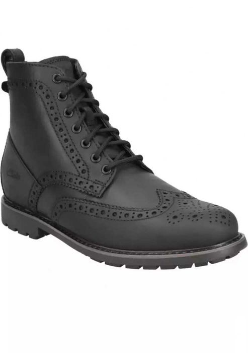 Buty zimowe Clarks Westcombe Limit czarny mat z naturalnej skóry brogs