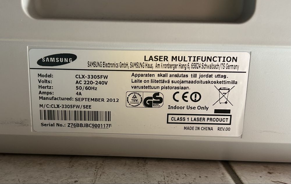 Drukarka Laserowa Kolor Samsung CLX-3305FW + Nowe Tonery