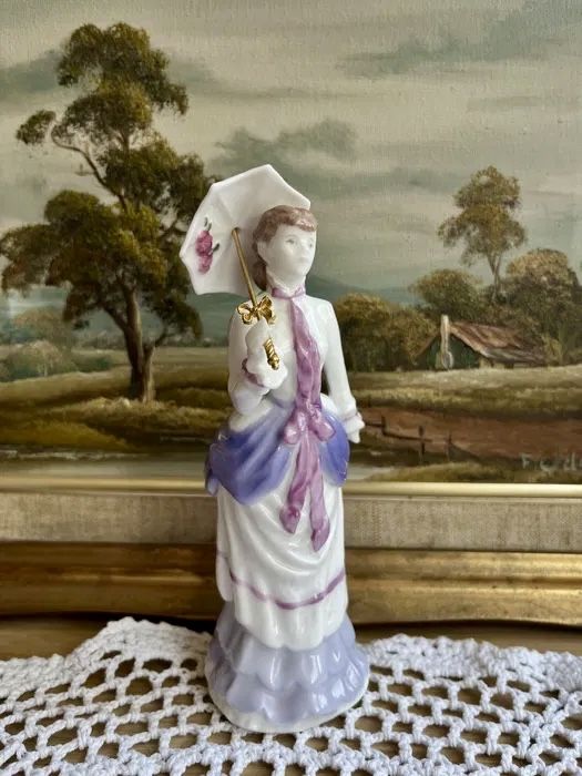 Elegancka Coalport kolelcjonerska 8x figurka Lalka Anglia Porcelanowa