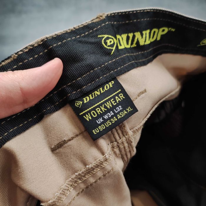 MĘSKIE Spodnie Work Bojówki Wzmocnione NOWE Dunlop Cordura Klapy Logo