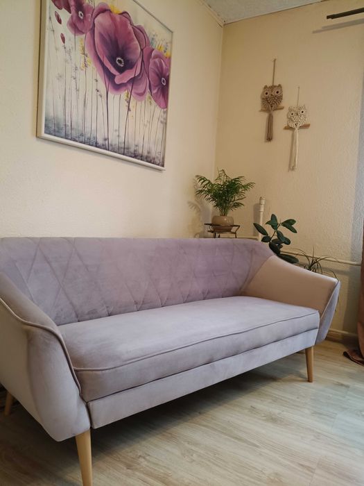 Sofa pikowana welurowa