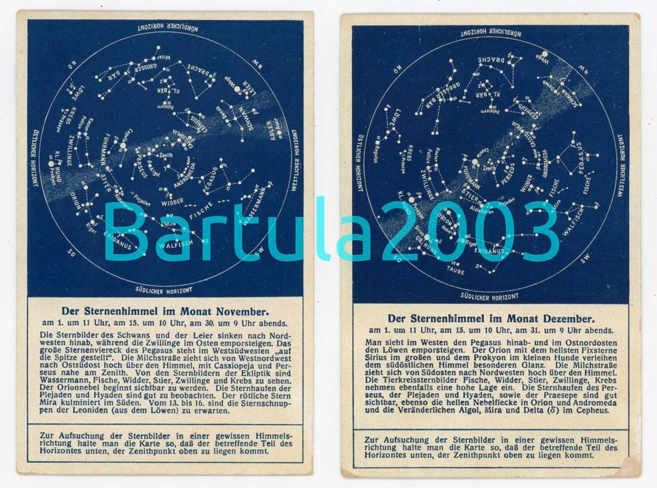 Pocztówki - Kolekcja - Nocne niebo w ciągu 12 miesięcy z 1920 r UNIKAT