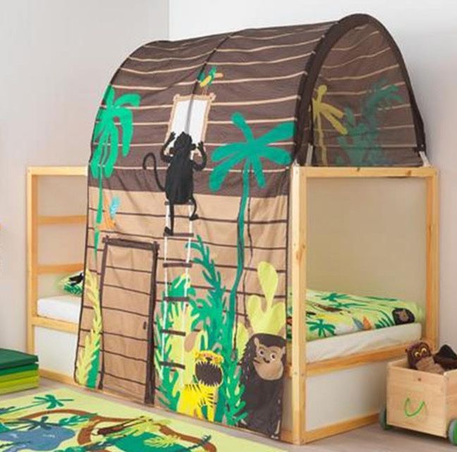 Baldachim Kura Ikea Dżungla, zabudowa łóżka piętrowego