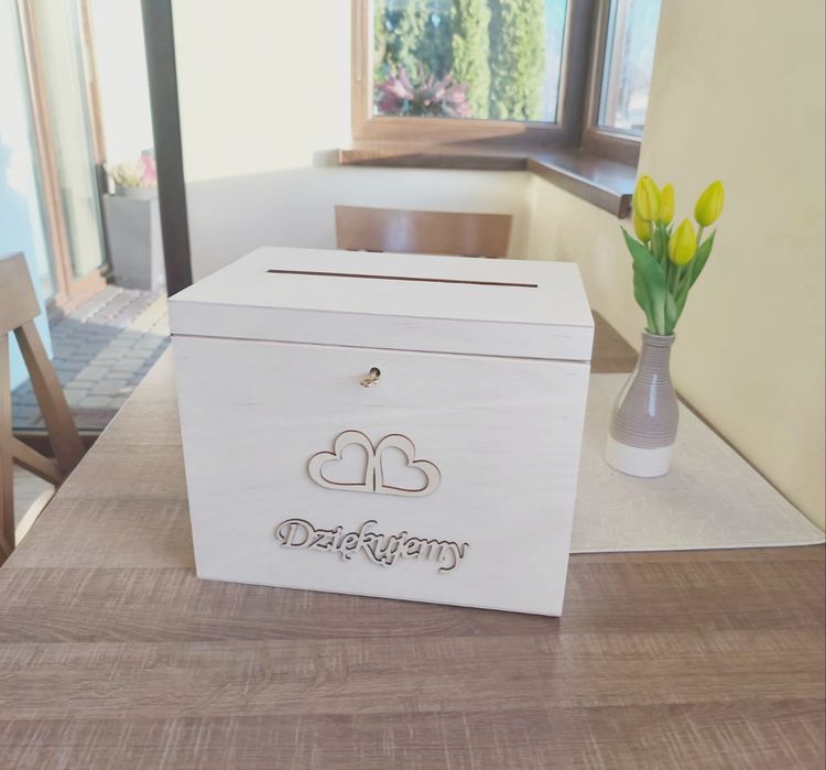 Pudełko drewniane skrzynia skrzynka box na koperty ślubne