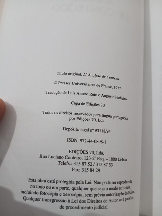 Análise de conteúdo de Laurence Bardin Edições 70