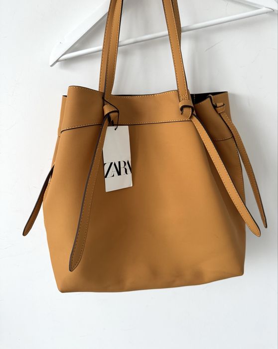 ZARA musztardowa torba shopperka