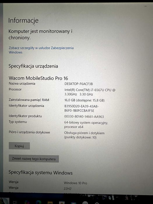 Tablet Komputer Wacom MobileStudio PRO 16 4K  i7