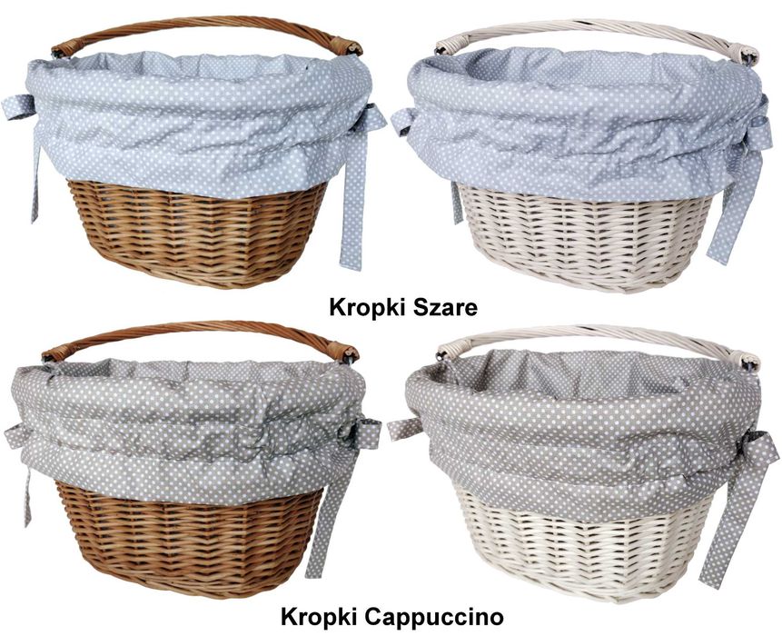 Koszyk na rower wiklinowy kosz na kierownicę z uchwytem +wkład Jackmar