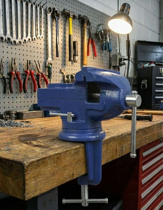 Imadło Ślusarskie Obrotowe 360° z Kowadłem Żeliwne Stołowe Warsztat