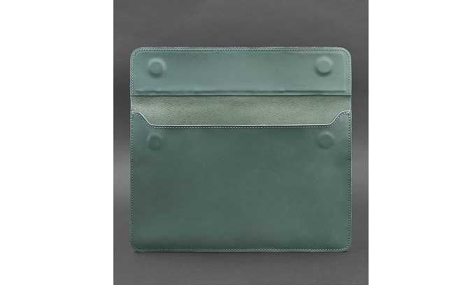 Шкіряний чорний чохол для MacBook 13, бірюзовий, конверт