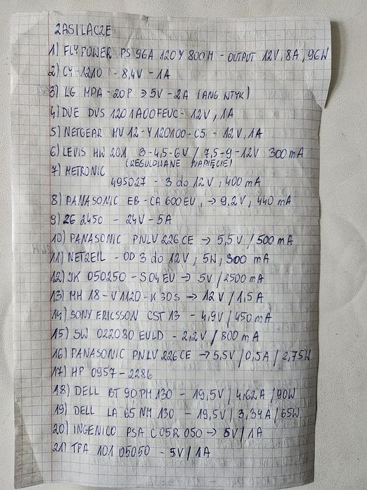 Zestaw mix 45 różnych zasilaczy