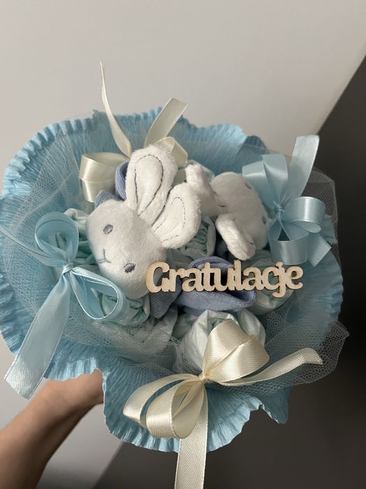 Bukiet z pampersów tort prezent dziecko chrzest