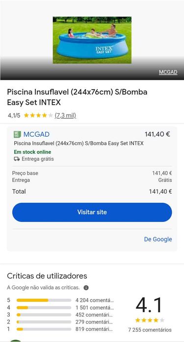 Piscina insuflável Intex