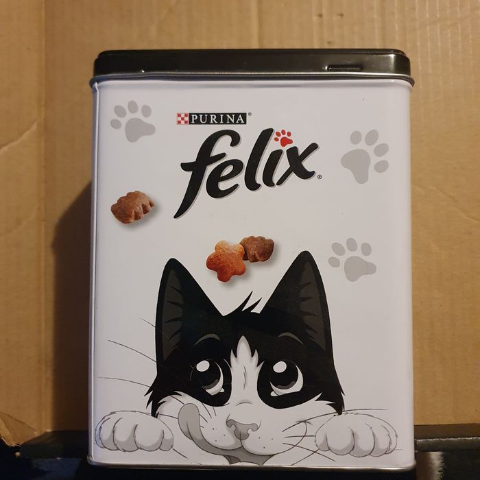 Pojemnik metalowy na karmę dla kotów, psów Purina Felix