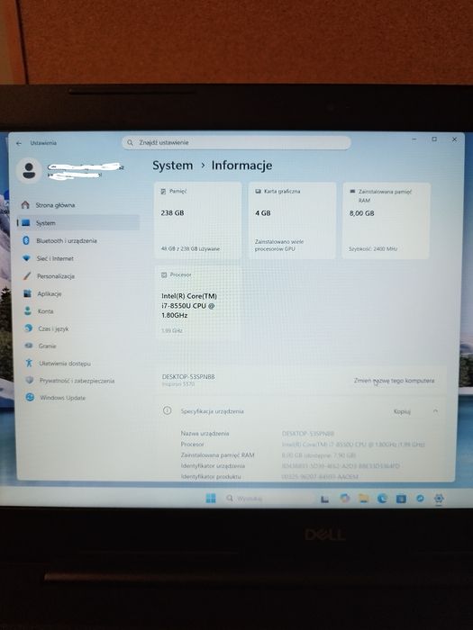 Laptop Dell Inspiron 75F001