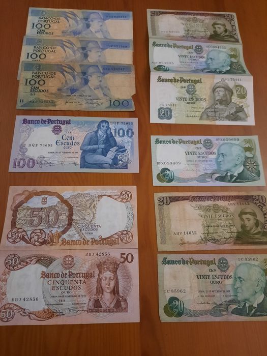 Notas Banco de Portugal antigas fora de circulação