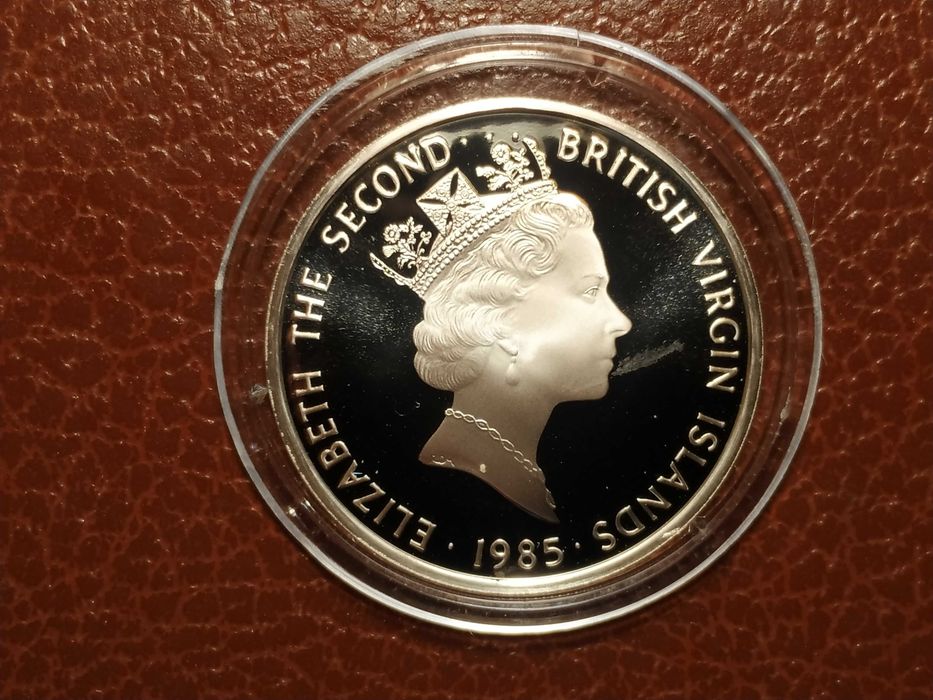 Ilhas Virgens Britânicas - moeda em prata proof de 20 dollars de 1985 - Escudo de Ouro
