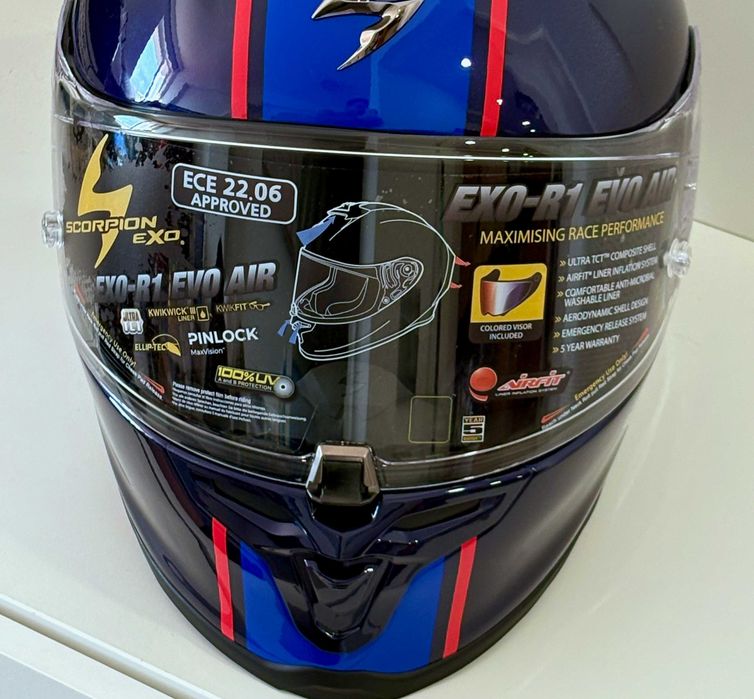 Capacete NOVO Scorpion EXO R1 Evo Air FCB. EXTRAS (44% DESCONTO) Em S, M e L