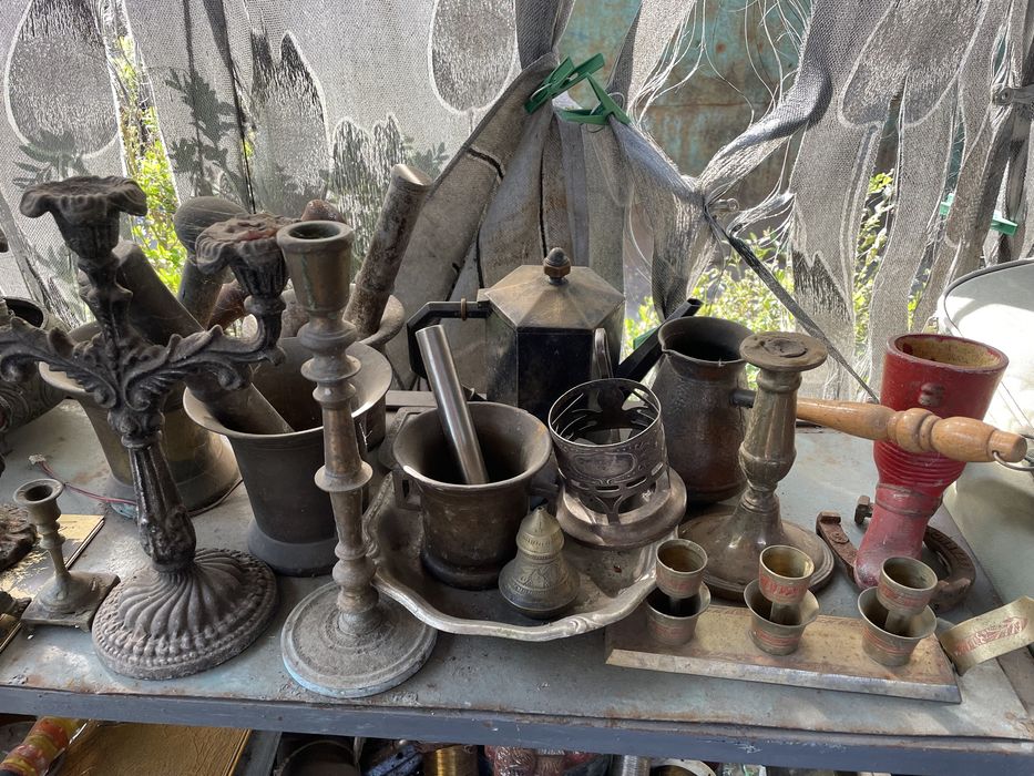 Старинные подсвечники подстаканики тарелки