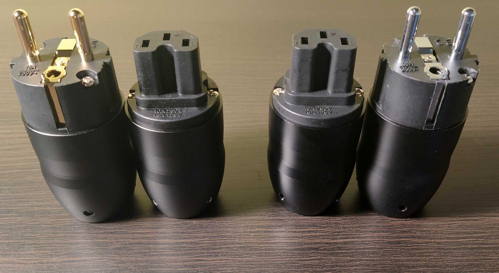 wtyki sieciowe komplet Schuko+IEC Valab Alloy Gold