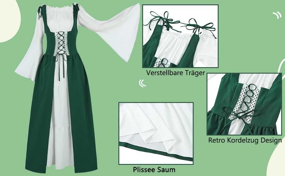 Sukienka wiktoriańska Cosplay strój przebranie kostium elfa XL