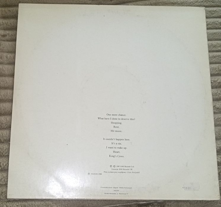 Pet Shop Boys - Actually  płyta winylowa LP+plakat