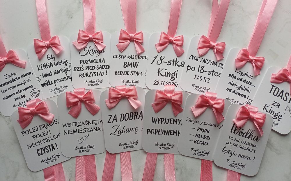 Zawieszki na alkohol wódkę weselną urodzinową