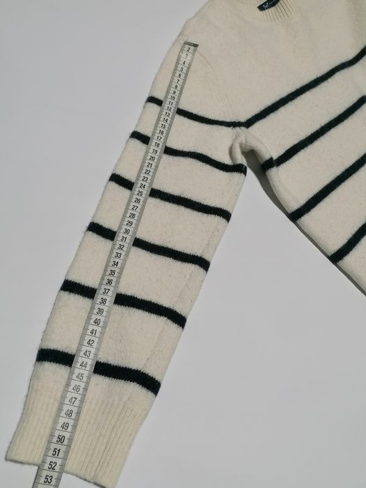 Sweter Crew Clothing 80% Wełna Lambswool Paski Breton Navy