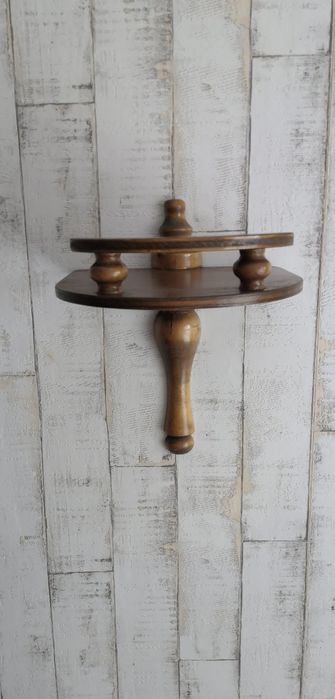 Ładny drewniany ścienny kwietnik - PRL