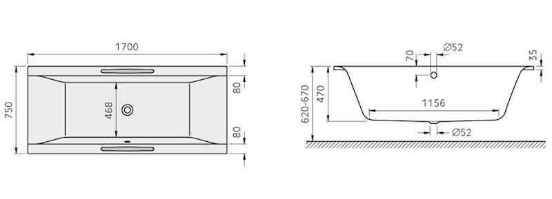 Wanna Akrylowa Koralle 1700x750x470mm