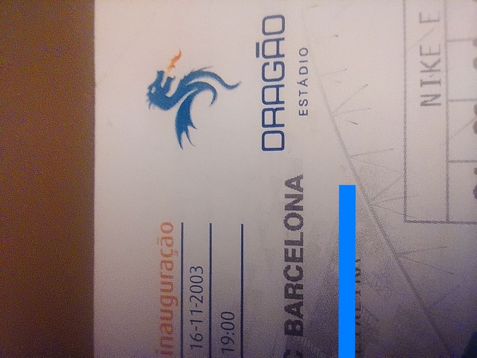 Bilhete inauguração do estádio do dragão e azulejo