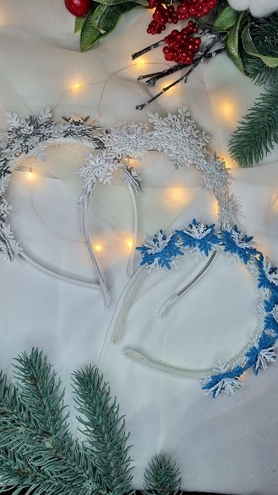 Обруч Сніжинка, заколки , резинки , пов'язка для образу Сніжинки