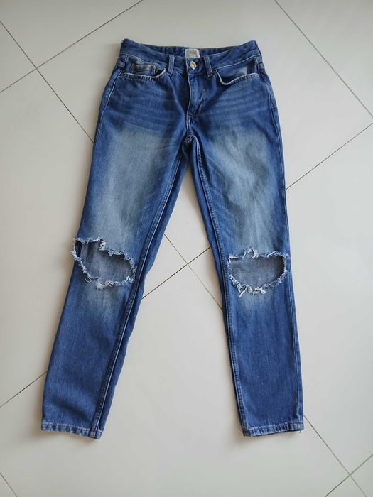 RIVER ISLAND jeansy dziury mom 36 S 34 XS