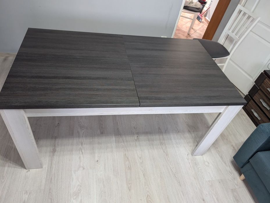 Stół szaro biały 160x 100 rozkładany do 200cm