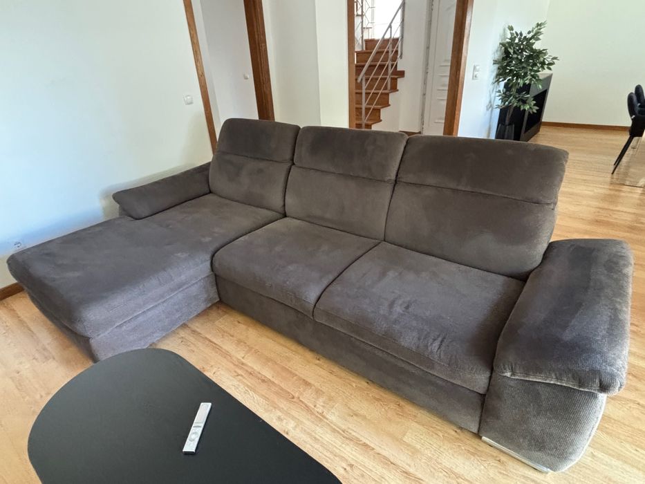 Sofa cinzento 3 lugares com gaveta para sofa cama