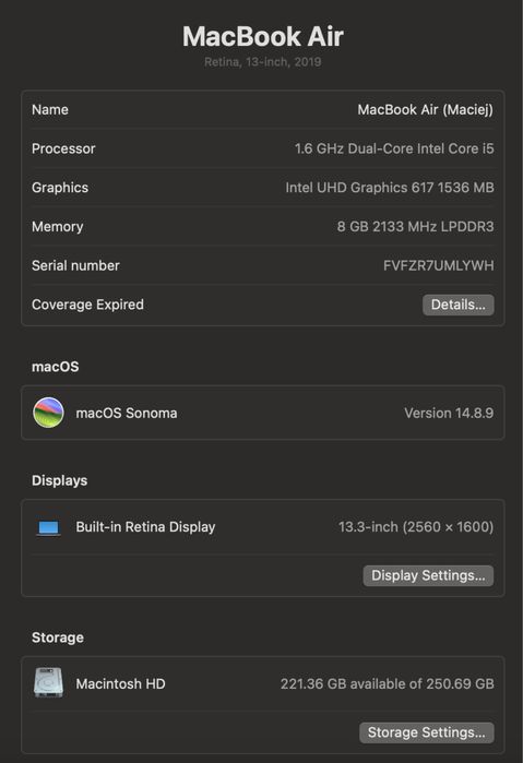MacBook Air 2019 (A1932)