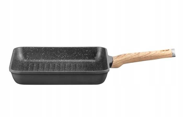 Patelnia grillowa AMBITION Noir z powłoką Qualum Basic Stone 28 cm