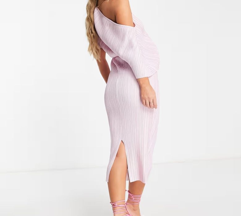 Sukienka plisowana ASOS MIDI liliowa 38