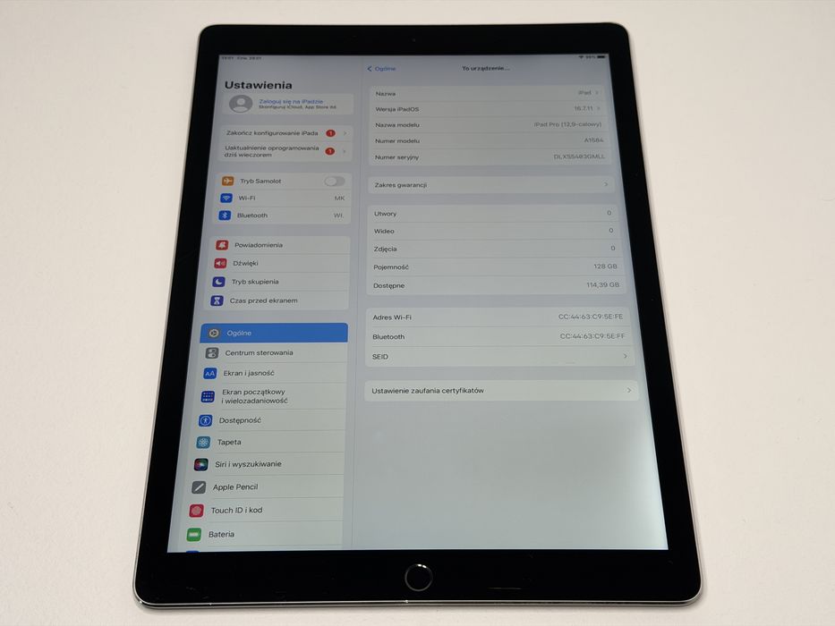 iPad Pro 12.9 1. gen. (A1584) - 128GB - faktura VAT 23%