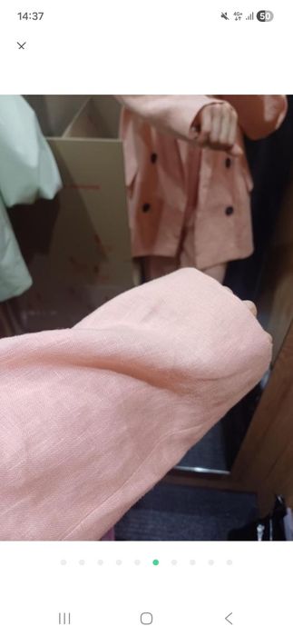 Лляний льон костюм рожевий брюки піджак жакет Zara s-m 36 38