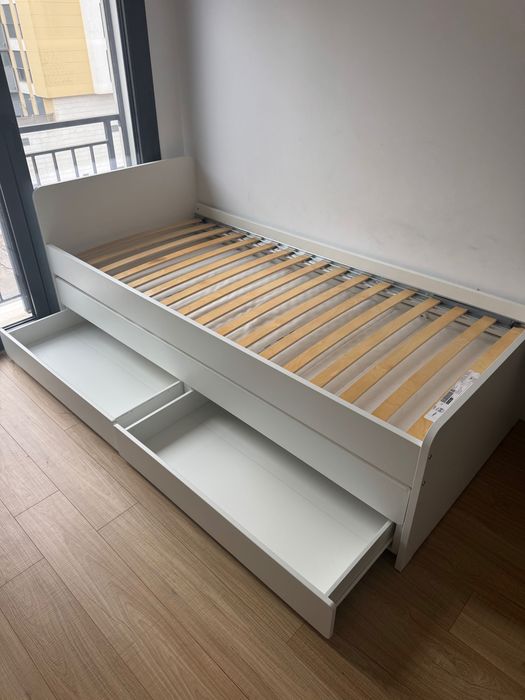 Cama IKEA SLÄKT com cama extra, gavetas e colchão