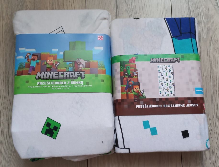 Prześcieradła z gumką minecraft 90x200 2 sztuki