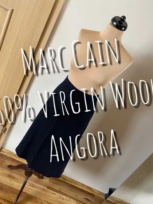 Marc cain s m 36 38 spodnica z rozcieciami midi material welna angora