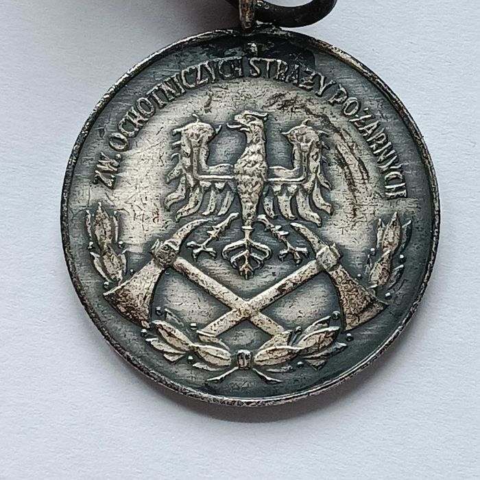 Medal Za Zasługi Dla Pożarnictwa PRL z Wstążką Oryginał