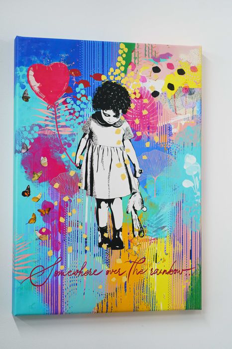 Fotoobraz dziewczyna z sercem balon 70 cm x 50cm Płótno Canvas 375/m2