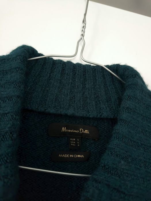 Półgolf Massimo dutti 42 XL zielony butelkowa zieleń wełniany