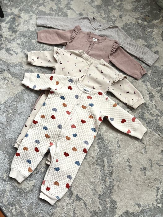 Теплі чоловічки ромпери H&M 74 розміру 6-9 місяців для дівчинки