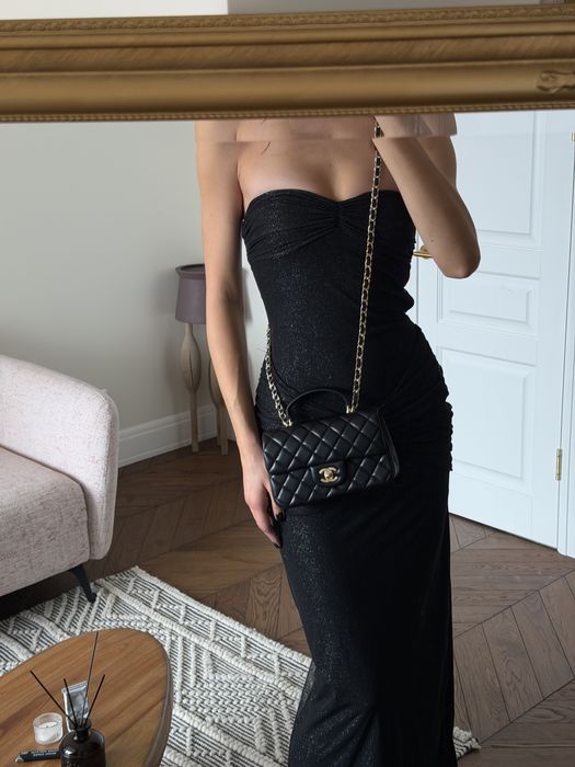 Сумка Chanel з ручкою | чорна, біла